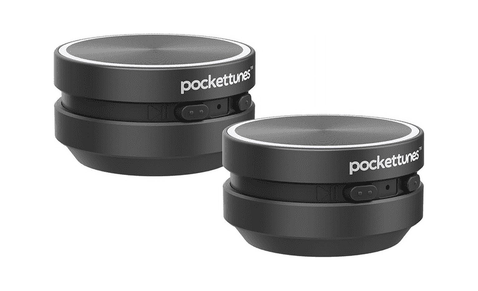 Pockettunes Bone Conduction Instant Mini Speakers with Bluetooth Wireless Technology - Black - 2 Pack