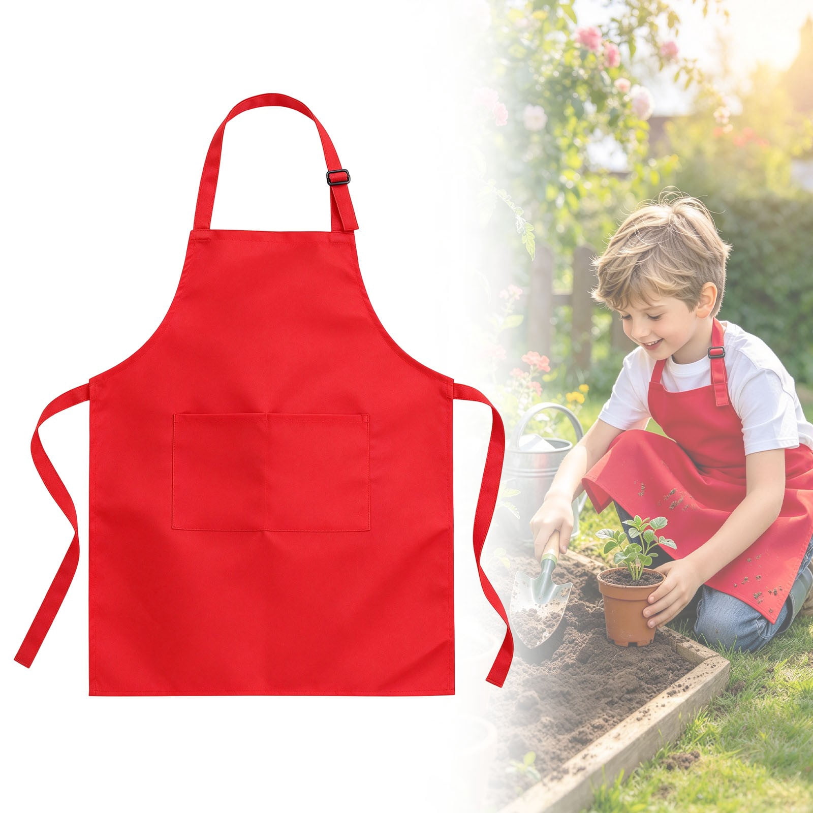 Pocketed Baking Smock, Adjustable Cooking Apron, Fabric Kitchen Craft ...