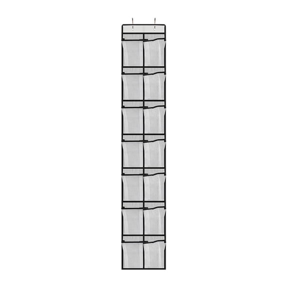 Pockets Over the Door Shoe Organizer Large Mesh Pockets with 4 Hooks Transparent Fabric Shoe Rack Storage Bag for Bedroom