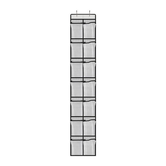 Pockets Over the Door Shoe Organizer Large Mesh Pockets with 4 Hooks Transparent Fabric Shoe Rack Storage Bag for Bedroom