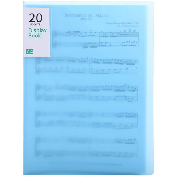 Pockets Plastic Presentation Book Portfolio Folder File Folder Clear Sleeves Protectors Display Book Document Organizer for Music Sheets Artwork Drawing for School Office Business