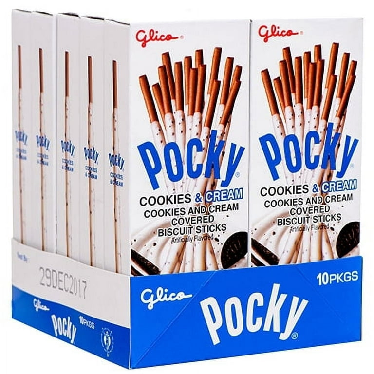 Pocky Chocolate Candy, Cookies Cream Flavor, 1.41 Oz Pack of 10
