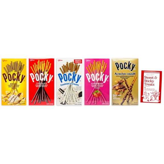 Pocky 5 Flavor Variety Pack (1) Each: Banana, Chocolate, Cookies N' Creme, Strawberry, Almond Crush | MerlinsMart Zine