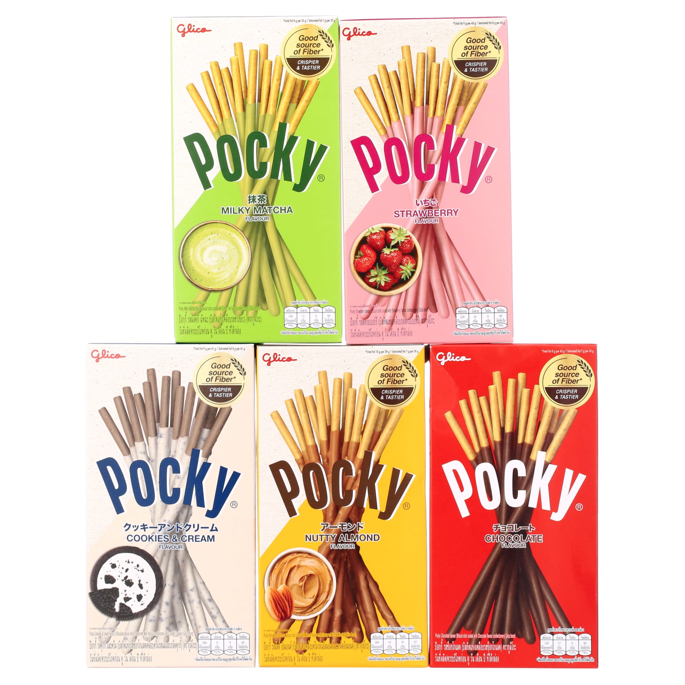Pocky Biscuit Stick 5 Flavor Variety Pack (Pack of 5) (Total 7.2 oz) - Classic Flavors