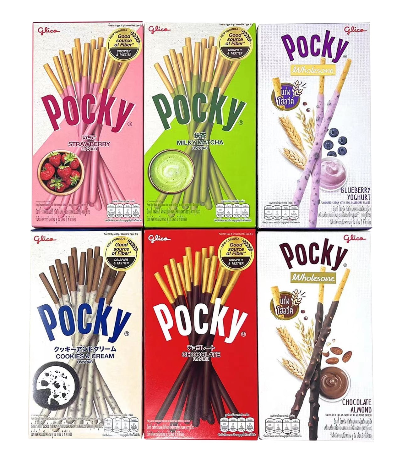 Pocky Biscuit Stick 6 Flavors Variety Pack (Pack of 6) (Total 8.84