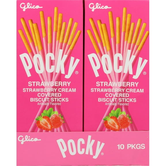 Pocky Strawberry Cream Covered Strawberry Biscuit Sticks 10 ea