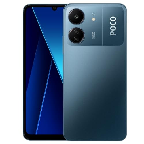 Poco C65 4G LTE GSM (128GB + 6GB) 50MP Triple Camera 6.74" Octa Core (for T-Mobile, Mint, Tello, Metro) Global Unlocked (Blue Global ROM)