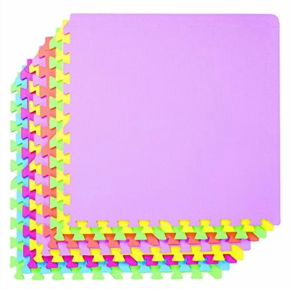 Poco Divo 36-Sqft Giant Play Mat 9-Tile Excise Mat Easy Setup Solid Eva Foam Mat Multi-Color Interlocking Floor With 18-Border