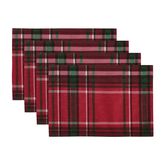Pocono Plaid Holiday Fabric Placemats, Set of 4