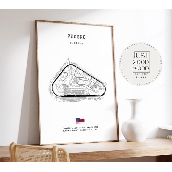 Pocono Raceway Poster, Nascar Wall Art, Unframed Paper Poster 8x10in