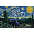 thumbnail image 1 of Poconos, Pennsylvania, Starry Night, Bear and Cub (12x18 Wall Art Poster, Room Decor), 1 of 3