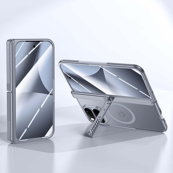 Pocter for Google Pixel 11 Pro Fold Case with Built-In HD Clear Screen Protector, Magnetic Ring, Hinge Protection and Semi-Transparent Back Cover Compatible with Magsafe