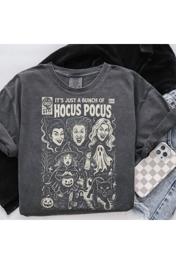 Pocus Shirt, Sanderson Sisters Halloween Shirt, Vintage Spooky Season Tee, It’s Just a Bunch of Pocus, Halloween Shirt