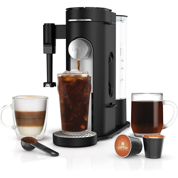 Pod & Grounds Specialty Single-Serve Coffee Maker, K-Cup Pod Compatible, Brews Grounds, Compact Design, Built-In Milk Frother, 56-oz. Reservoir, 6-oz. Cup to 24-oz. Mug Sizes,
