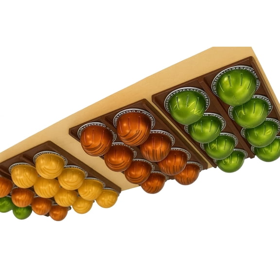 Pod Holder for Vertuo Pods | Under Cabinet or Wall Mounted Storage for Pods | Minimalist Design to Declutter Your Kitchen | MADE IN USA (Brown)