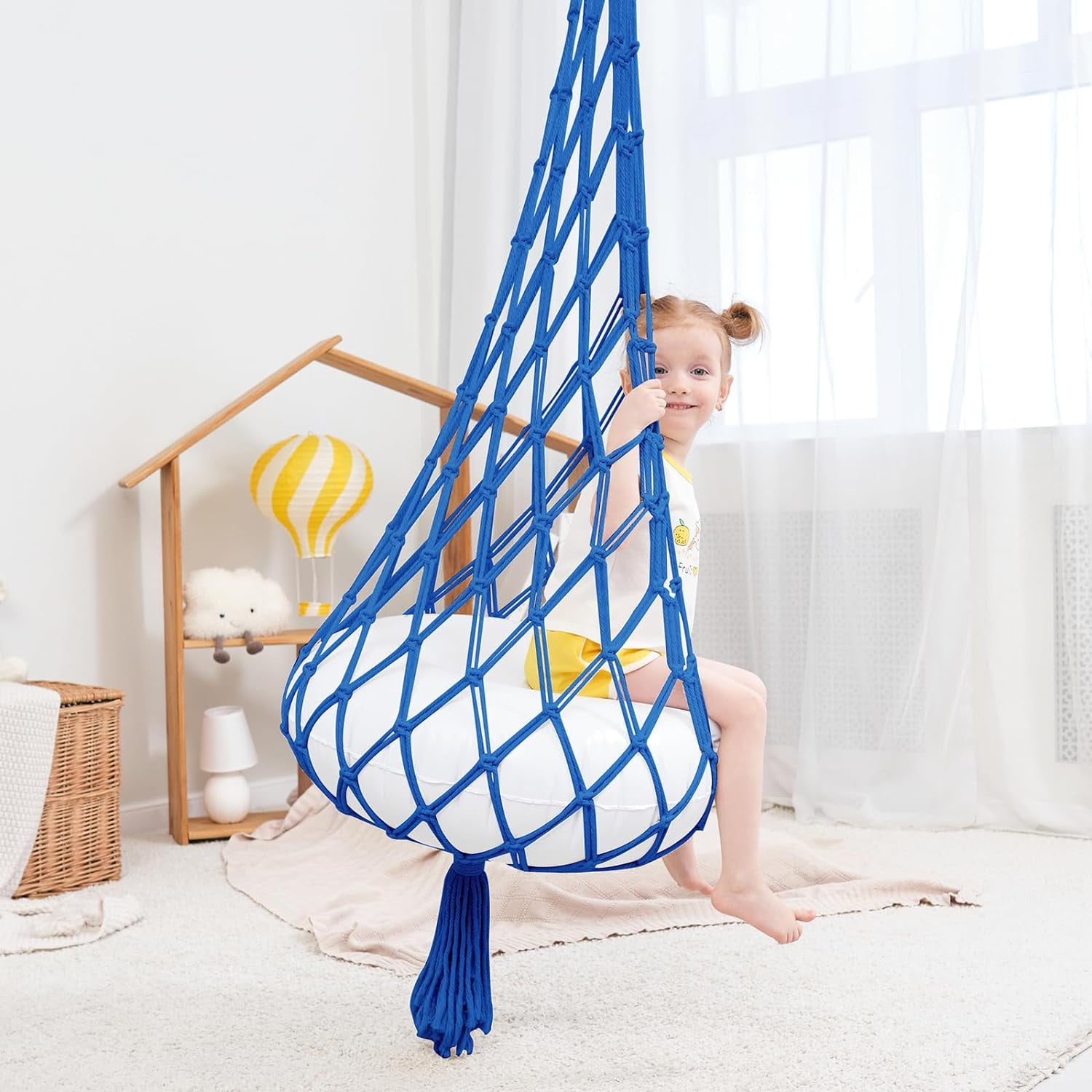 Pod Swing Chair For Kids Indoor Sensory Swing For Kids, Macrame Hanging 