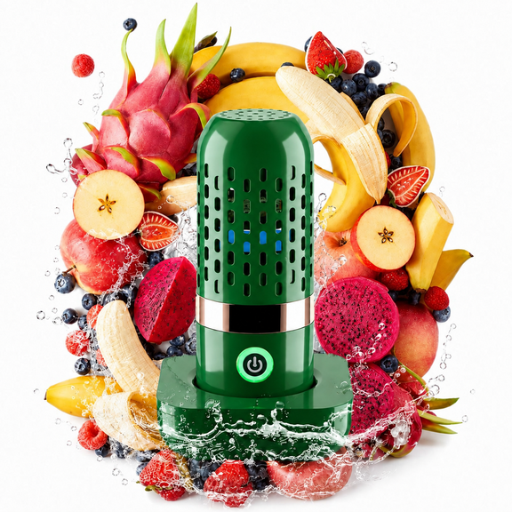 Podbloom Produce Cleaner,IPX7 Waterproof Automatic Fruit & Vegetable Washer, 10‑Min Auto Cleaning Cycle, Chemical‑Free Food Purifier for Fruits, Veggies, Meat, Rice and Kitchen Utensils