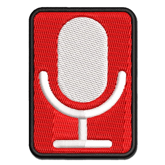 Podcast Broadcast Microphone Applique Multi-Color Embroidered Iron-On Patch - 2.0 Inch Mini