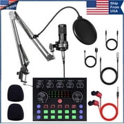 Podcast Condenser Microphone Equipment Bundle with V8S Live Sound Card And Voice Changer, Recording Studio Package for Live Streaming,Singing,Gaming,YouTube,TikTok