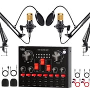 Podcast Equipment Bundle, 2 Audio Interface with BM800 Microphone, Perfect for Live Streaming, Singing