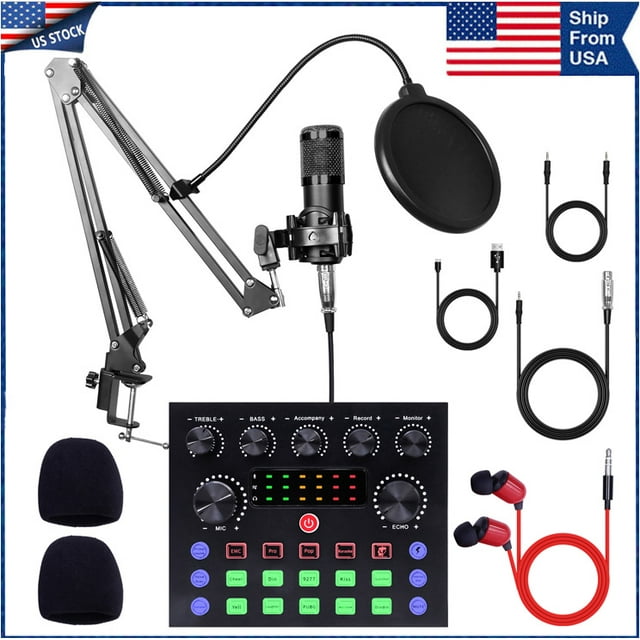 Podcast Equipment Bundle, BM800 Mic Kit with F998 Live Sound Card