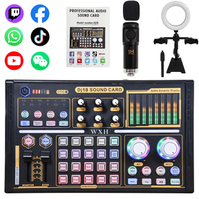 Podcast Equipment Bundle, Recording Studio Package Perfect for Recording, Broadcasting, Live Streaming, DJ18 Voice Changer with WXH1000 Microphone