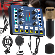 Podcast Equipment Bundle, Recording Studio Package Perfect for Recording, Broadcasting, Live Streaming, M8 Voice Changer with BM-800 Microphone, Black