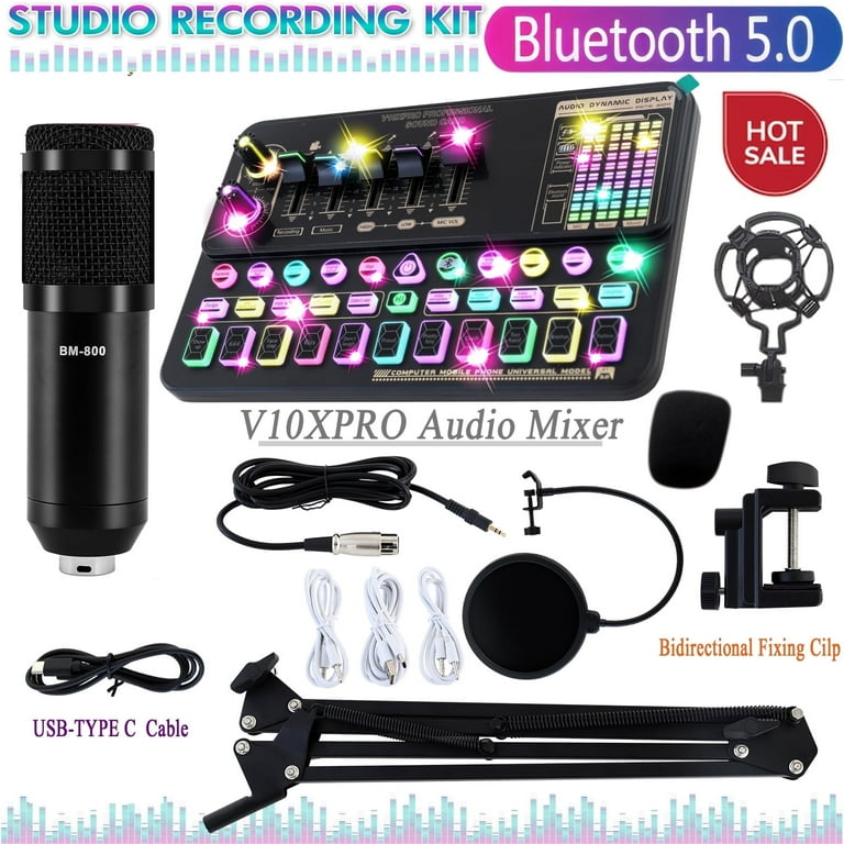 BAOKALER Podcast Equipment Bundle with V10XPRO Sound Card BM800