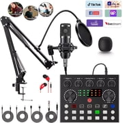 Podcast Equipment Bundle, Wired Microphone, V8s Voice Converter With BM800 Condenser Microphone, Studio Microphone, Perfect For Recording, Gaming, And Live Streaming Singing PC Mobile TikTok YouTube