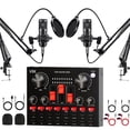 thumbnail image 1 of Podcast Equipment Bundle for 2, V8K Live Sound Card with BM800 Condenser Microphone, Perfect for Live Streaming, Singing, 1 of 10