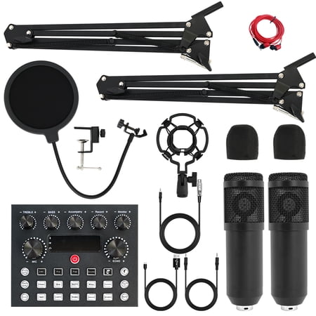 Podcast Equipment Kit for 2 People, Bm800 Podcast Microphone Kit, F998 Sound Card Set, Suitable for Podcasting, Live Streaming, Mobile Phones, Laptops, Recording, Streaming, Gaming