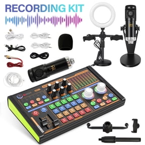 Podcast Equipment Kit, BM-800 Condenser Studio Microphone Set with DJ18 Sound Card, Perfect for Recording, Broadcasting And Live Streaming