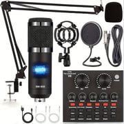 Podcast Equipment Set, Wired Microphone, BM800 Podcast Condenser Microphone And V8 Sound Card, Voice Changer-audio Interface - Suitable for Recording, Singing, Streaming Media And Games.
