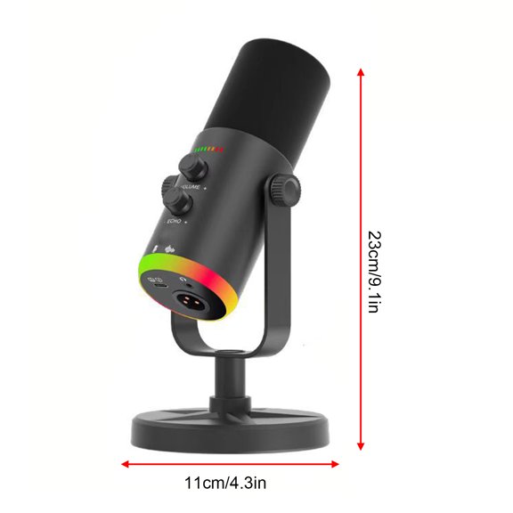 Podcast Mic With Volume Control USB Condenser Dynamic Microphone with Multifunctional Controls Studio Audio Clarity RGB Lighting for Streaming Gaming