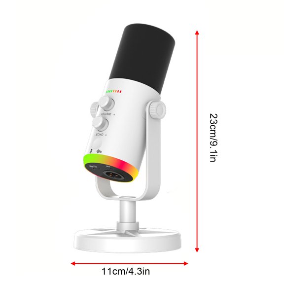Podcast Mic With Volume Control USB Condenser Dynamic Microphone with Multifunctional Controls Studio Audio Clarity RGB Lighting for Streaming Gaming