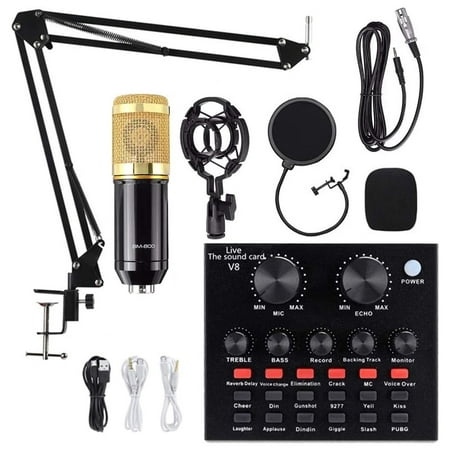 Podcast Microphone Bundle, Microphone Kit with Sound Card, Studio Equipment for YouTube TikTok Live Streaming Vlog, Broadcast Recording Studio Equipment Bundle