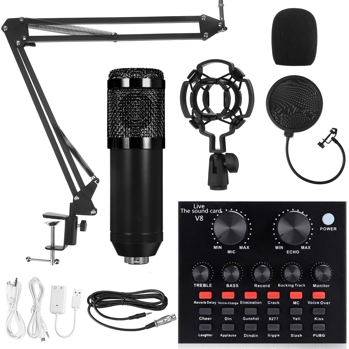 Podcast Microphone Bundle, Microphone Kit with Sound Card, Studio