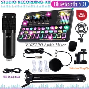 Podcast Microphone Bundle, Music Studio Bundle Microphone Kit with V10XPRO Sound Card