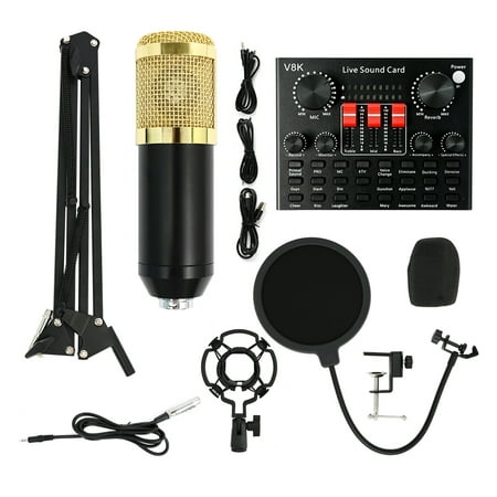 Podcast Microphone Equipment Bundle, Bm-800 Condenser Microphone with Voice Changer And V8K Sound Card,Podcast Studio Condenser Microphone,Recording Studio Equipment