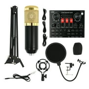 Podcast Microphone Equipment Bundle, Bm-800 Condenser Microphone with Voice Changer And V8K Sound Card,Podcast Studio Condenser Microphone,Recording Studio Equipment
