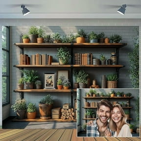 Podcast Office Photo Backdrop Photography Background, Zoom Backdrops for Home Office Library Video Living Room Bookshelf Photo Booth Prop Decorations Wall Decor Tablecloth