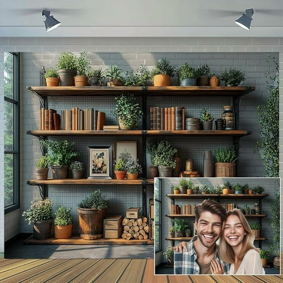 Podcast Office Photo Backdrop Photography Background, Zoom Backdrops for Home Office Library Video Living Room Bookshelf Photo Booth Prop Decorations Wall Decor Tablecloth