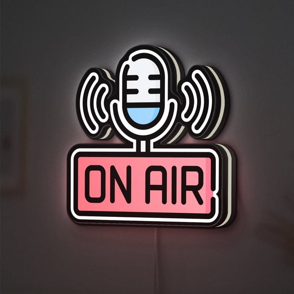 Podcast On Air 3D Novelty Light Box, Streaming Sign for Creators and Media Rooms (Width 8 inch, 20cm)