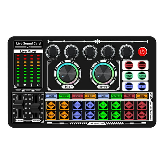 Podcasting Voice Changer Music Multiple Effects Gaming Audio Mixer Party Singing Live Sound Card Phone Computer USB Rechargeable