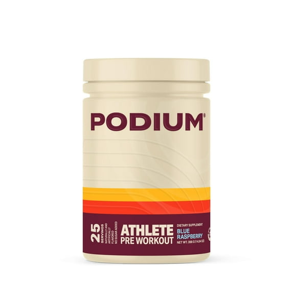Podium Nutrition, Athlete Pre Workout Powder, Blue Raspberry, 25 Servings, Beta Alanine and Caffiene for Energy, Gluten Free, Soy Free, Dairy Free,