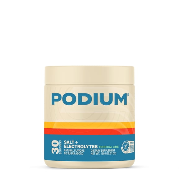 Podium Nutrition, Salt+Electrolytes, Electrolyte Powder, Tropical Lime, 30 Servings, Electrolytes, Hydration, Recovery