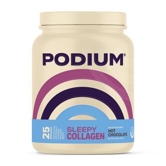 Podium Nutrition, Sleepy Collagen with Melatonin, Hot Chocolate, Collagen Protein, Gluten Free, Soy Free, 25 Servings
