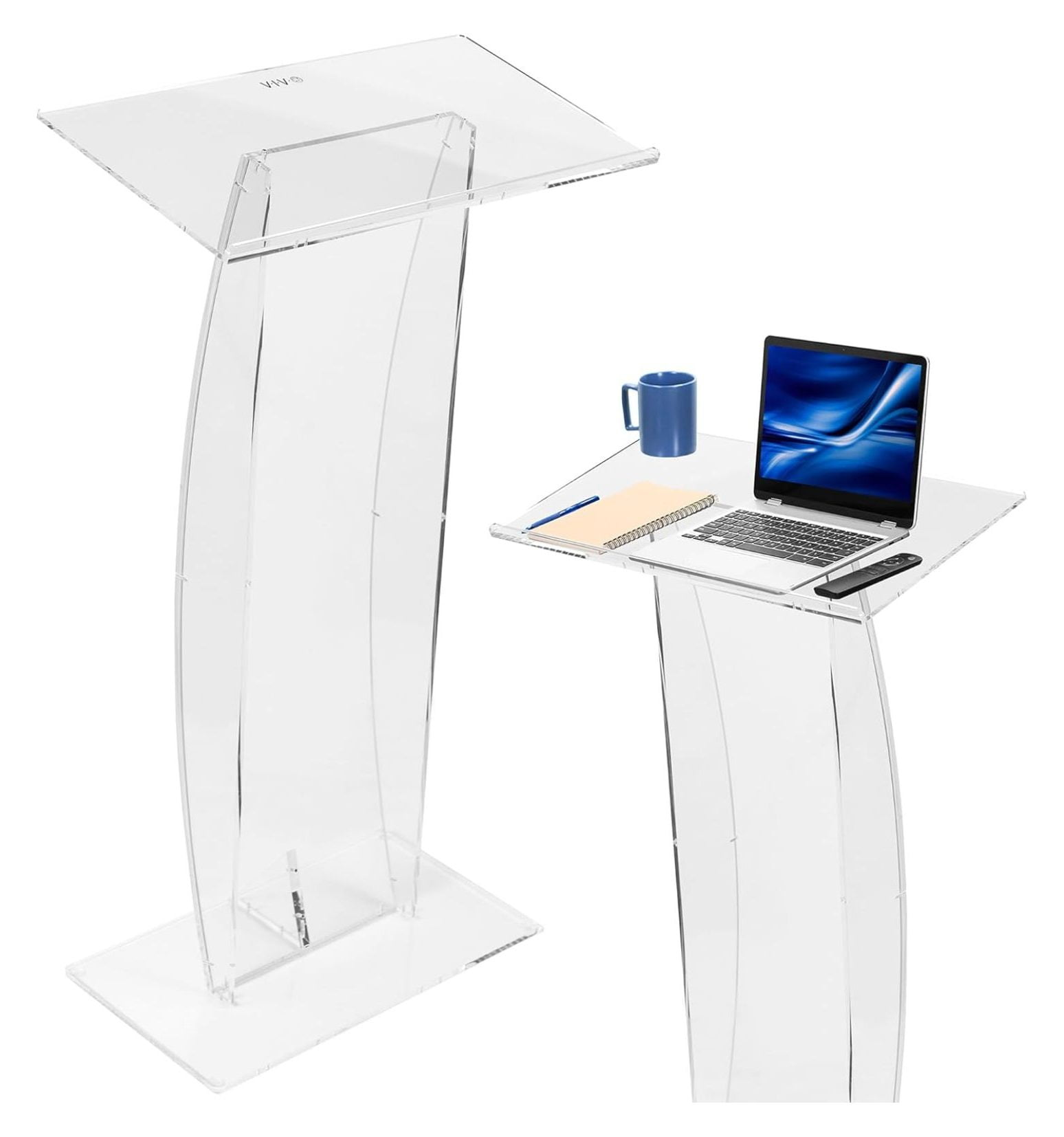 Podium Stand, Sleek Transparent Professional Presentation Lectern with 27 inch Reading Surface