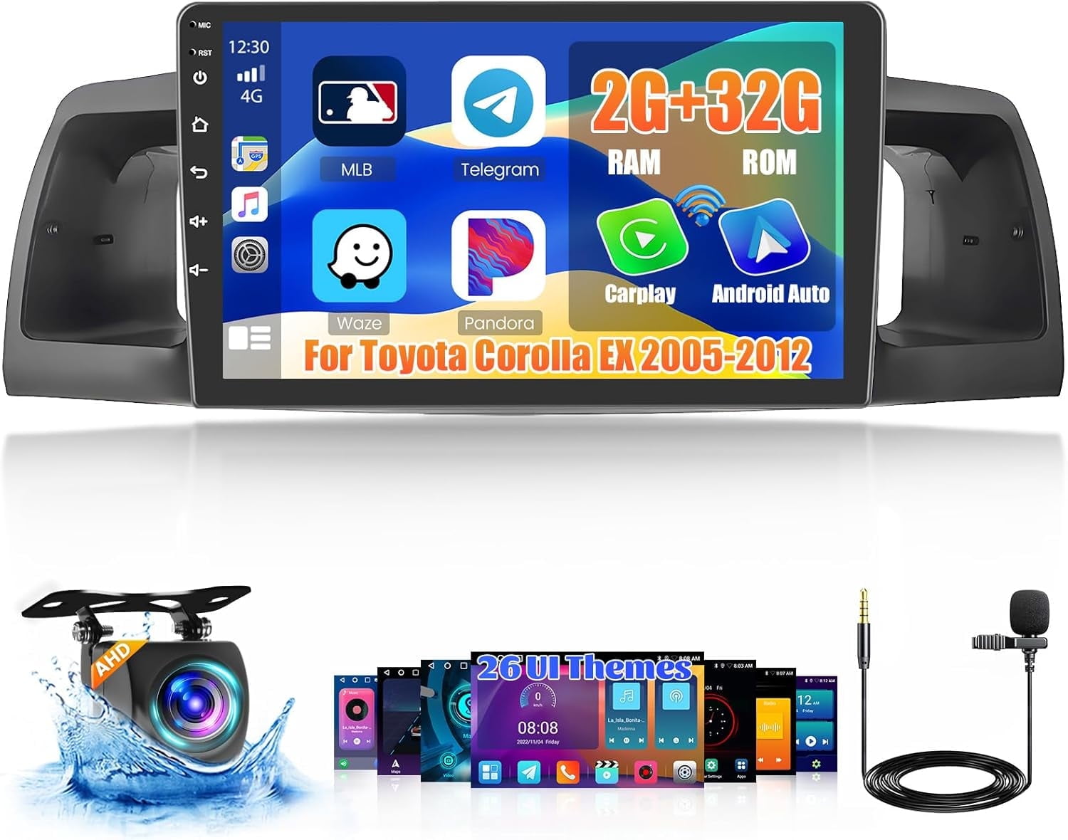 9-Inch Android 15 Car Stereo For Toyota Corolla 2005-2012 | Wireless CarPlay, Android Auto, GPS, Backup Camera
