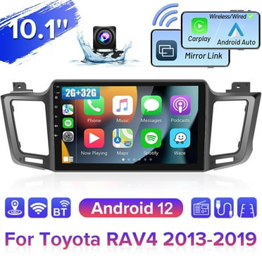 Podofo 2+32G for Toyota RAV4 2013-2019 Wireless Carplay Android Auto Mirror Link 10'' Touchscreen Car Stereo Radio Android 12 HD 1080P WIFI GPS FM Bluetooth, AHD Backup Camera